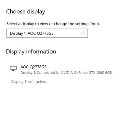 Display 1 isnt active windows 10